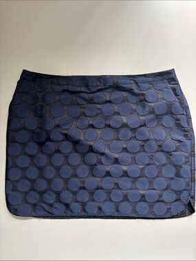 Borden Women’s Navy Black Polka Dot  Textured Skirt Size 16 Zipper Pockets Retro